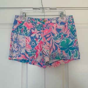 Lilly Pulitzer Callahan Knit Short Blue Peru Viva La Lilly Size 12